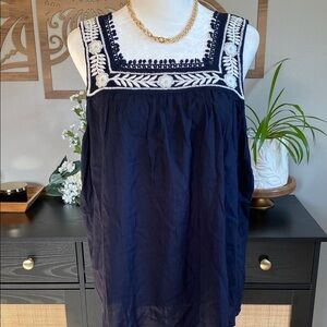 Chelsea & Theodore Blue Sleeveless Embellished Top